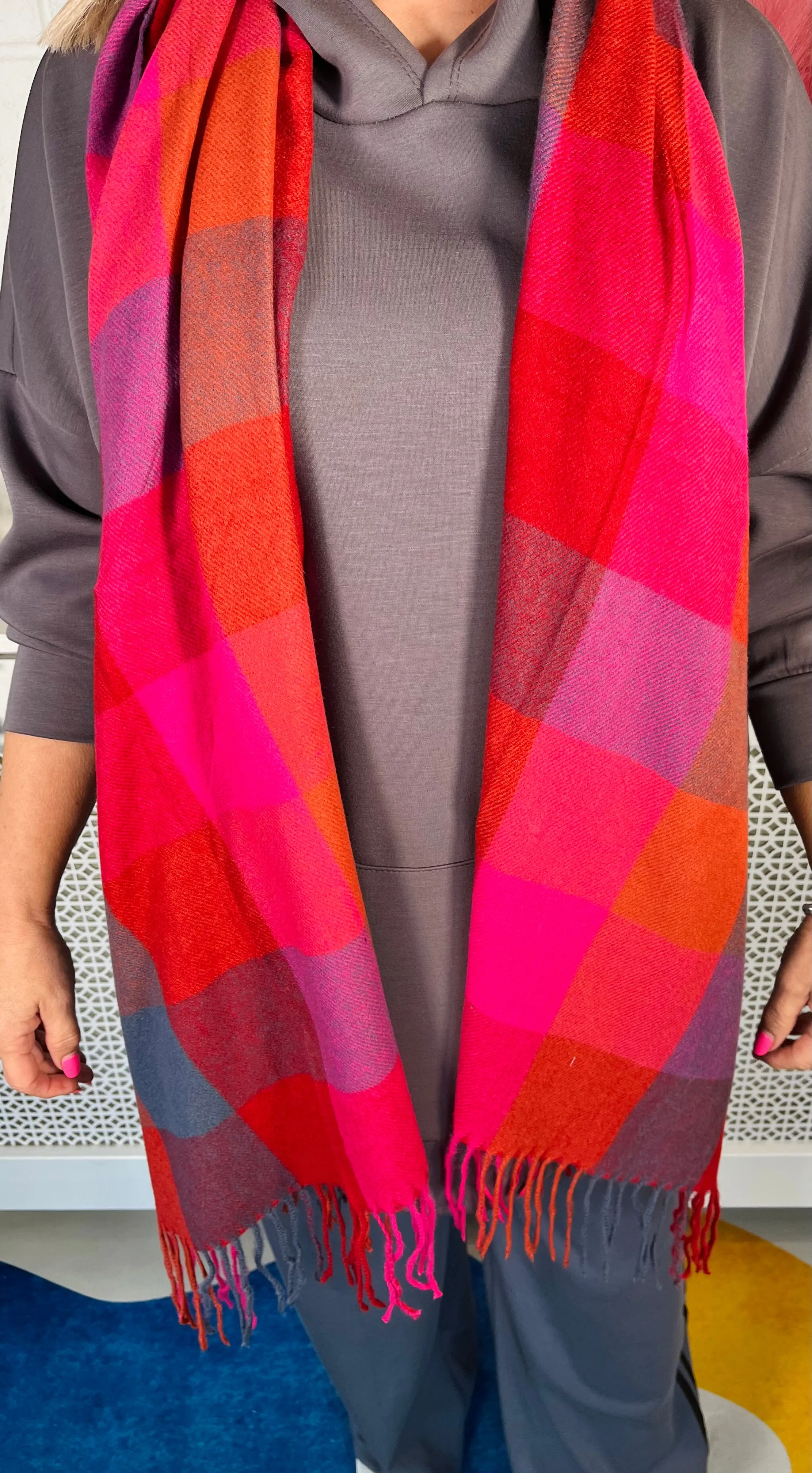 Rustic Charm Scarf/Shawl - Hot Pink