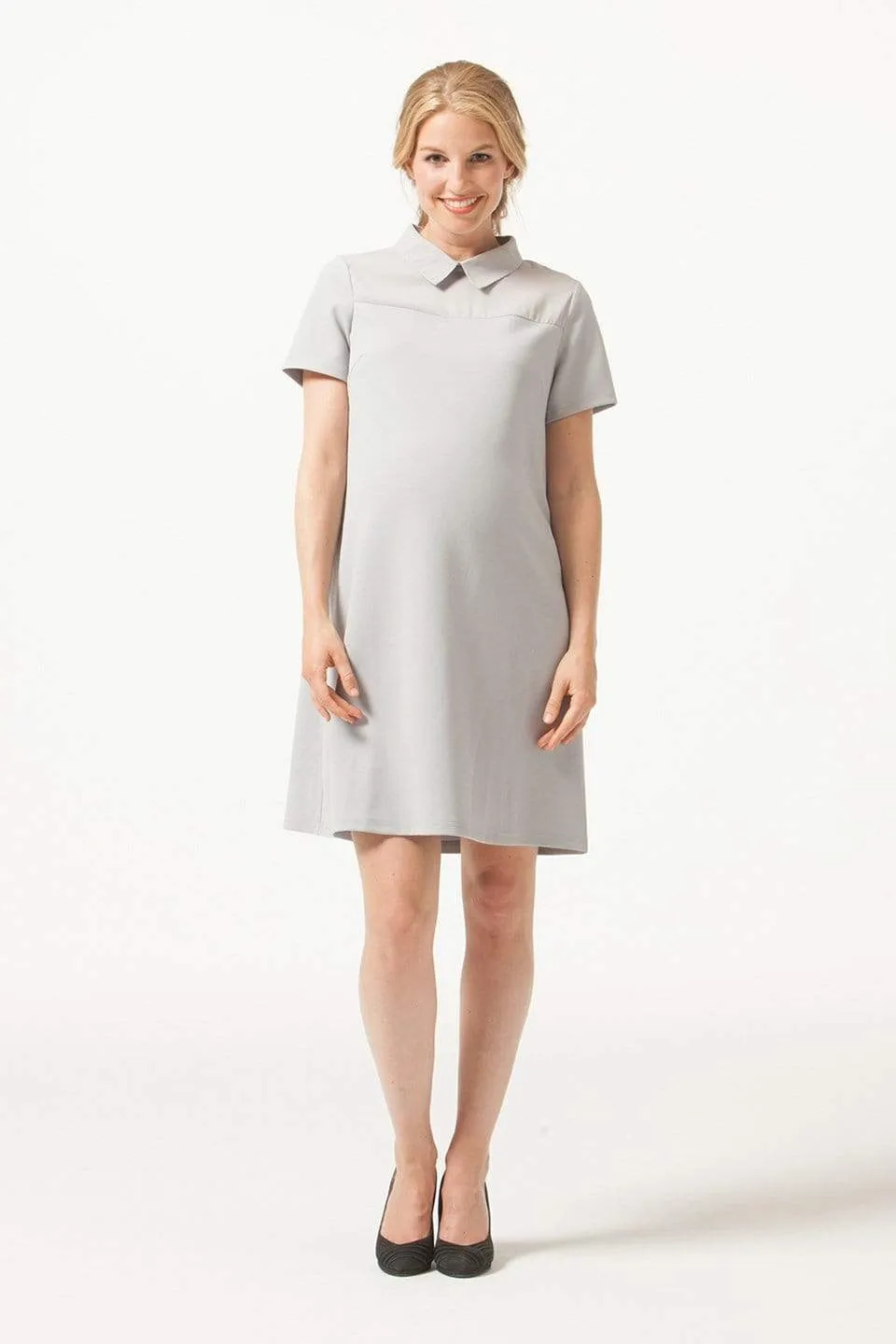 Short Sleeves Yeva Nursing Dress Grey