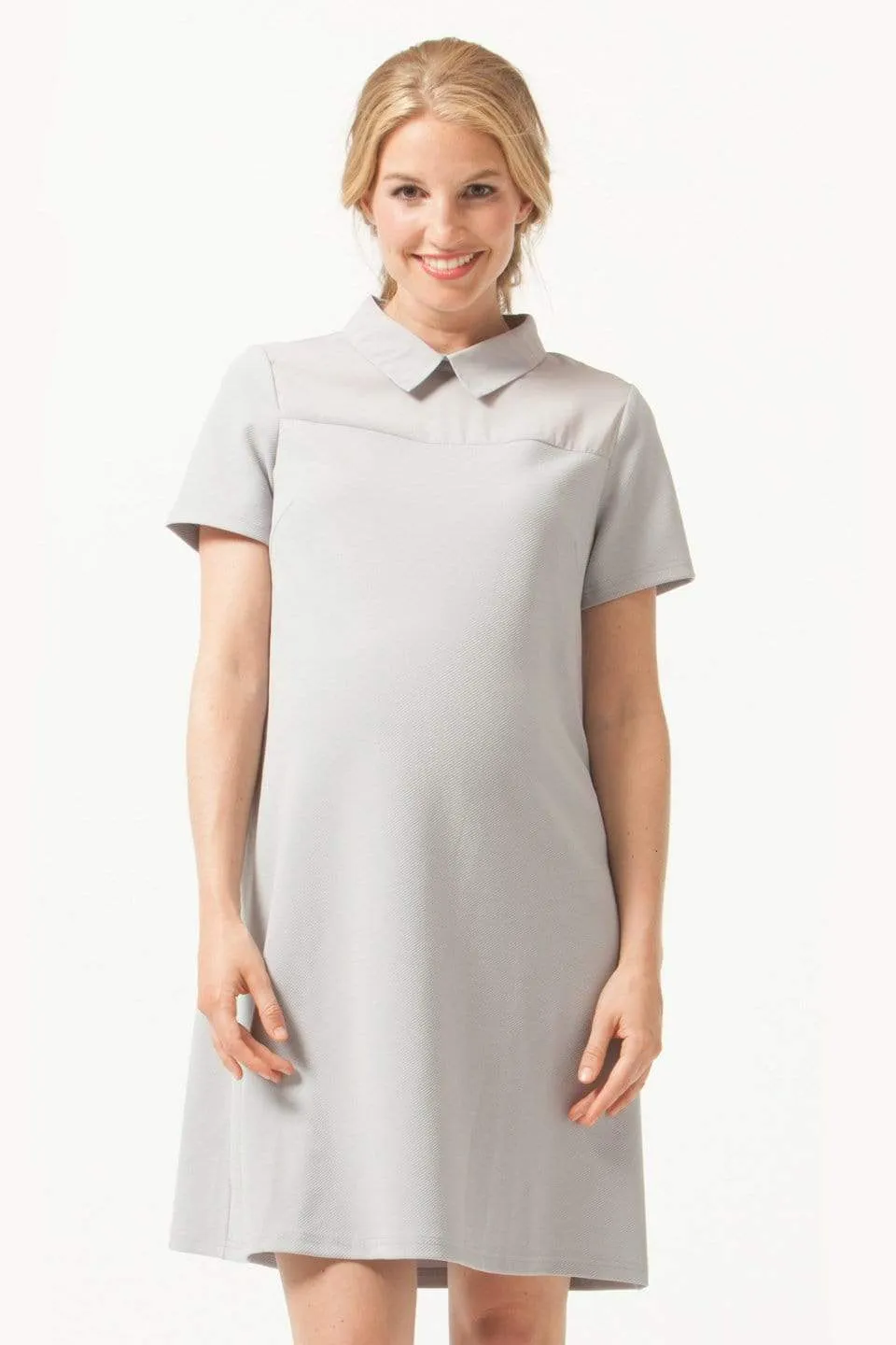 Short Sleeves Yeva Nursing Dress Grey
