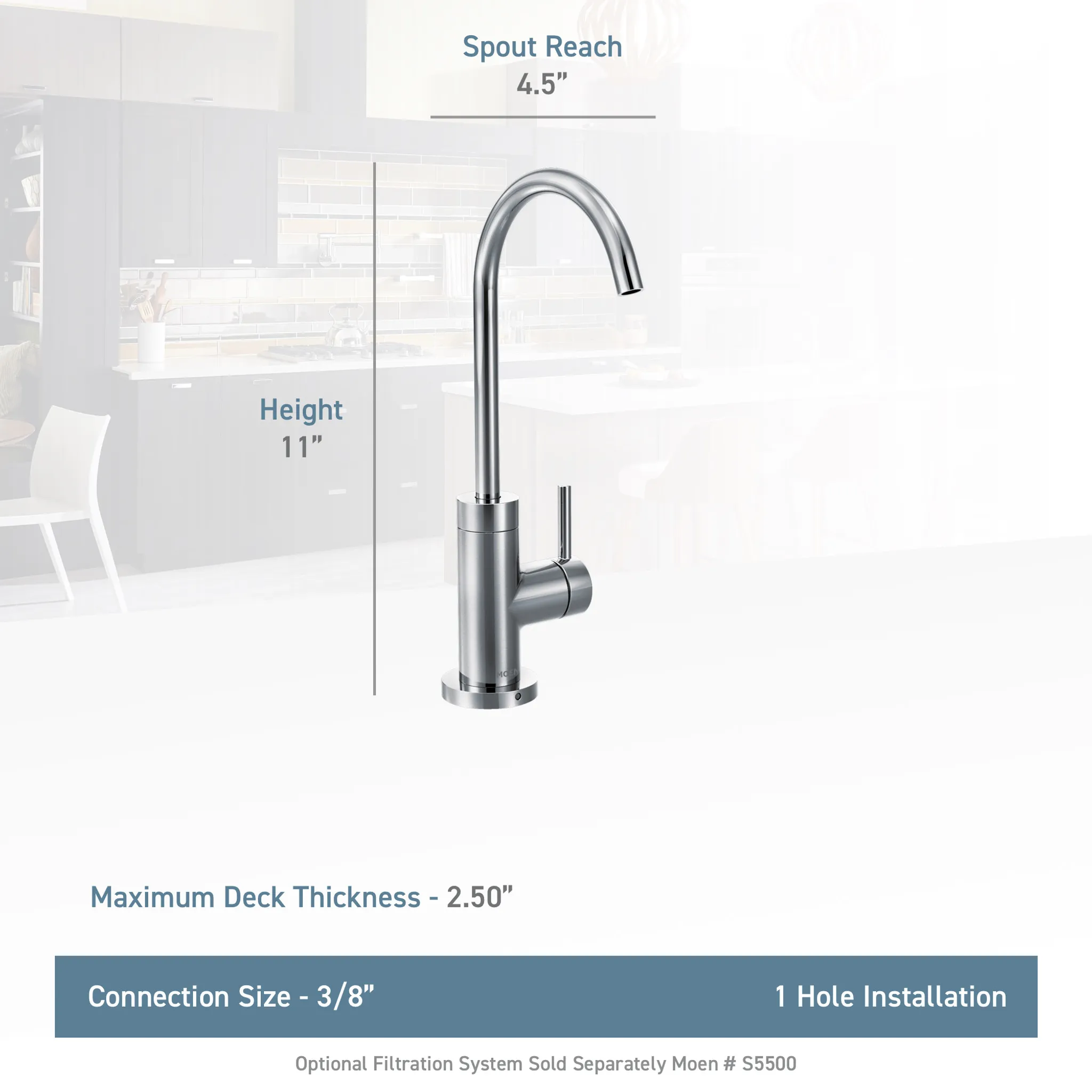 Sip Modern Chrome One-Handle High Arc Beverage Faucet