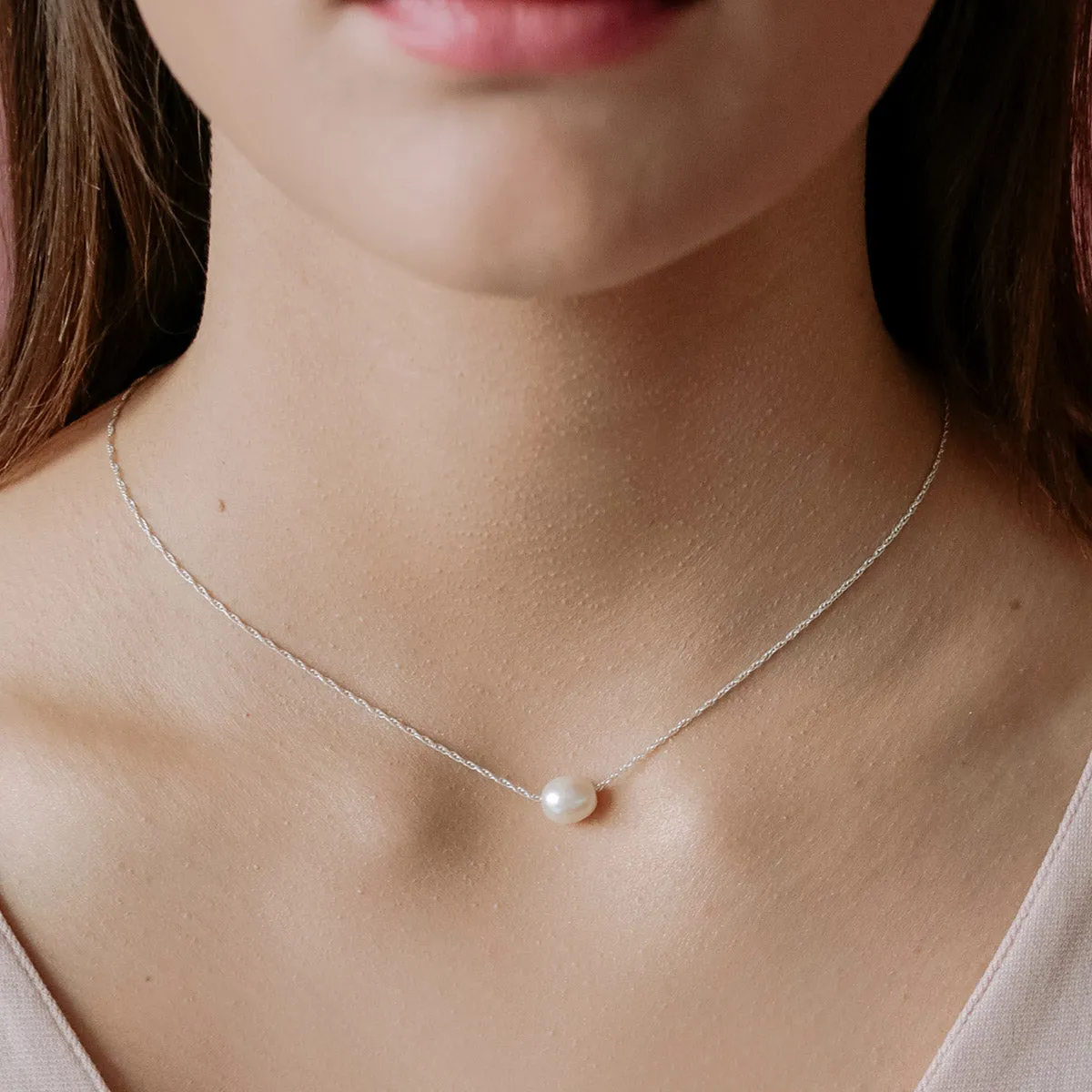 Sterling Silver Pendant Necklace With Freshwater Pearl