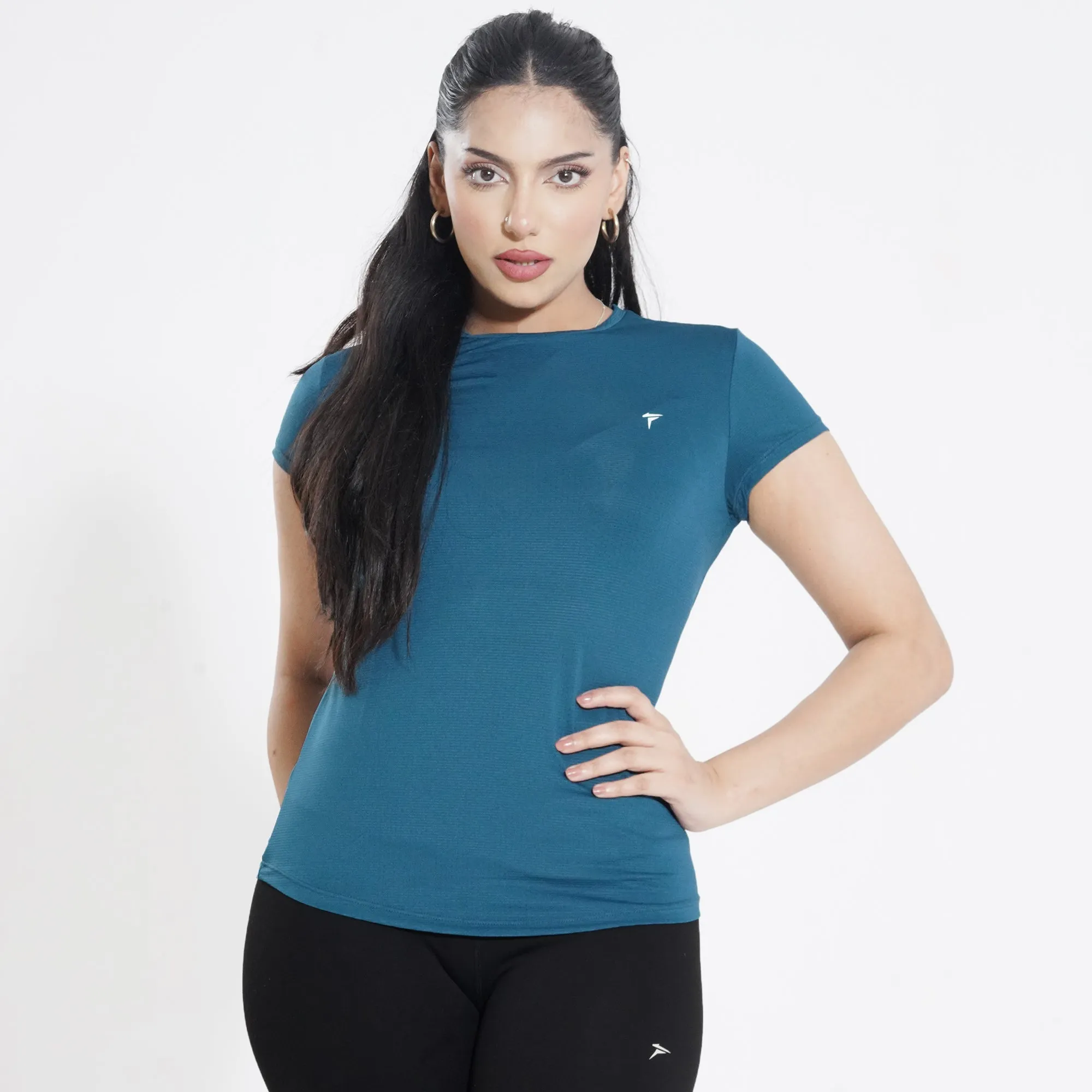 Tf-Premium Teal Green Cap Sleeve Women Top
