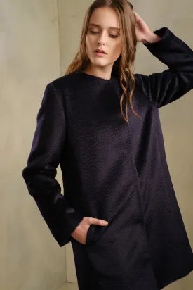 Thea Coat Baby Alpaca Suri Color Blue