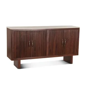 Transitional Fluted White Marble Top Sideboard
