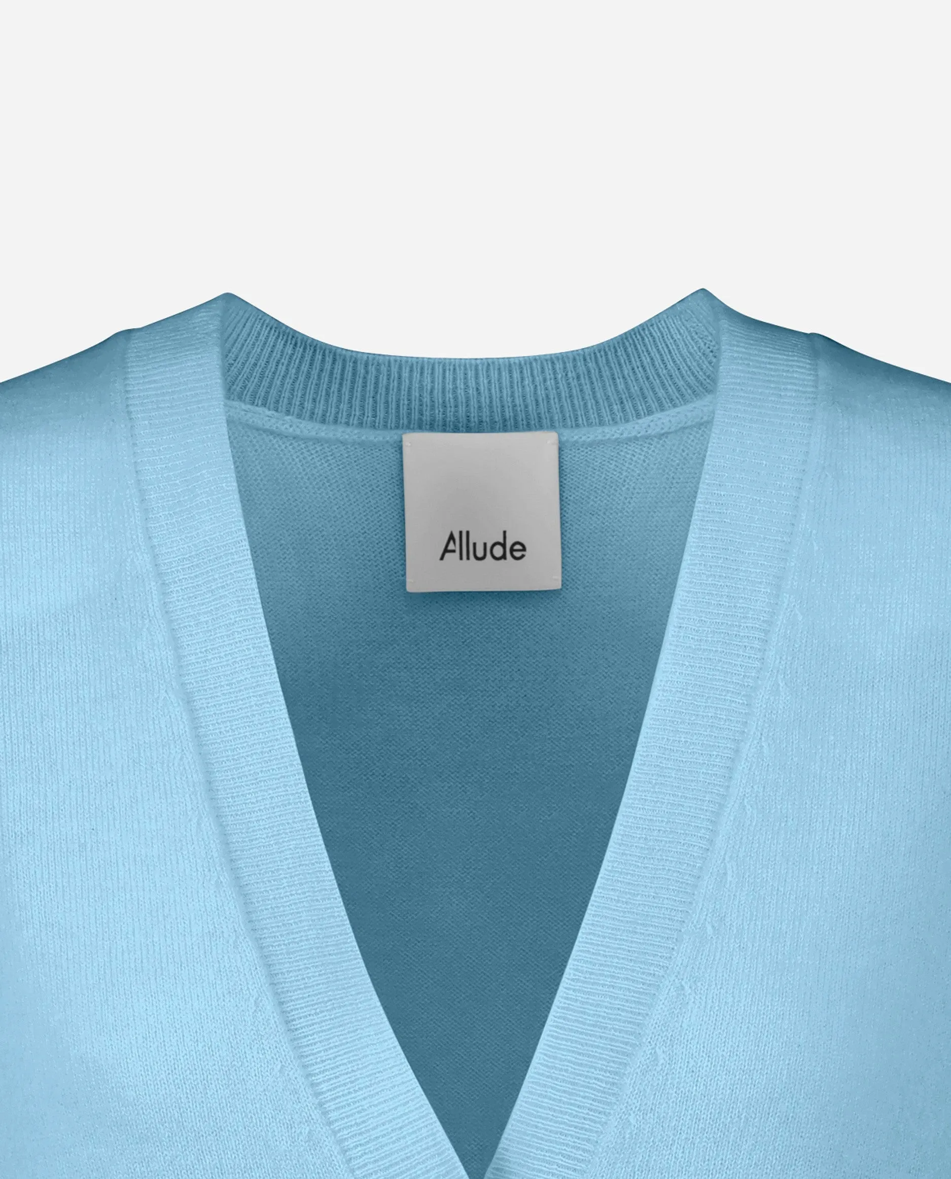 V-Strickjacke aus Cashmere-Mischung in Blau