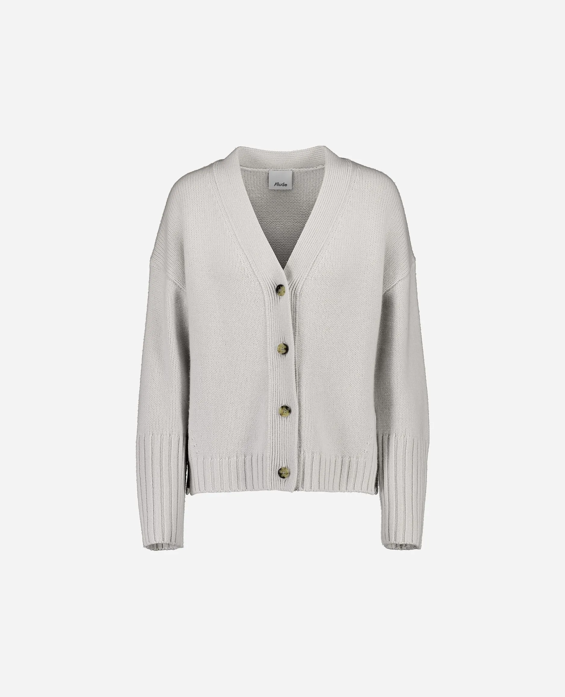 V-Strickjacke aus Cashmere-Mischung in Grau