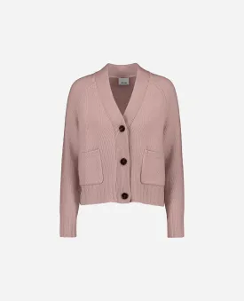 V-Strickjacke aus Cashmere-Mischung in Rose