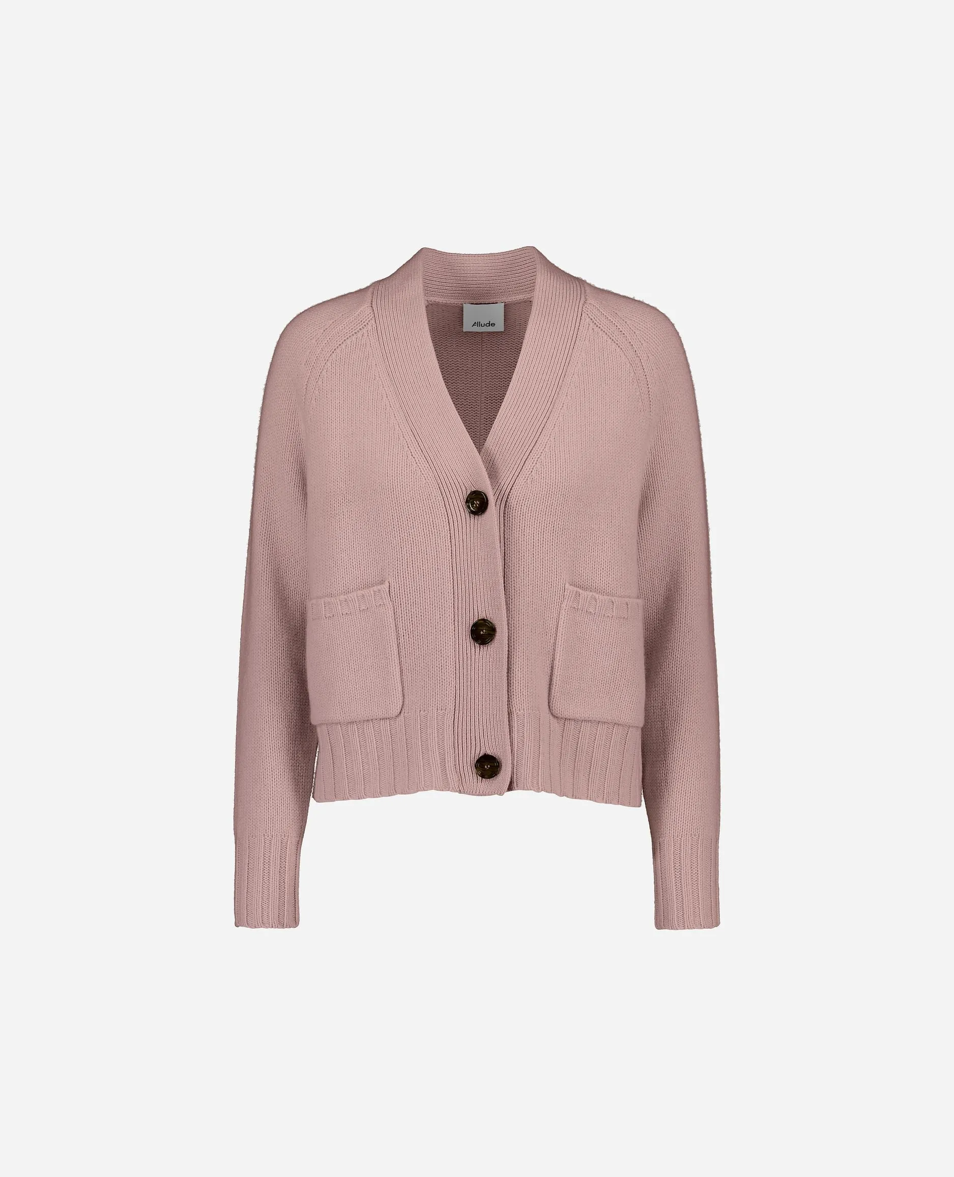 V-Strickjacke aus Cashmere-Mischung in Rose