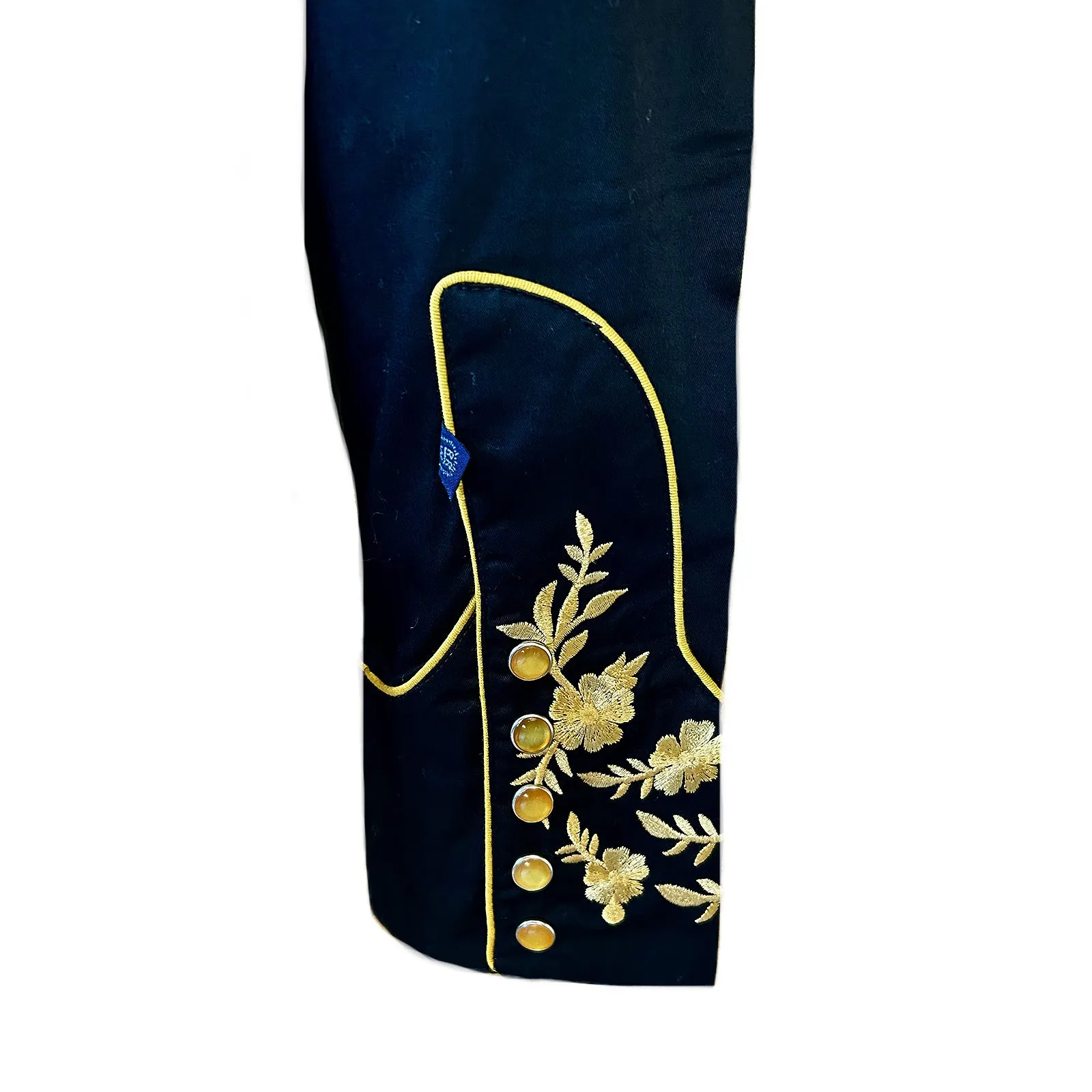 Women's Vintage Cascading Floral Embroidery Black Western Shirt